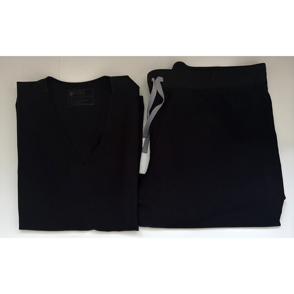 FIGS Scrub Set Women's Casma Top Livingston Pants Black Medical Nurse Sz XXL
